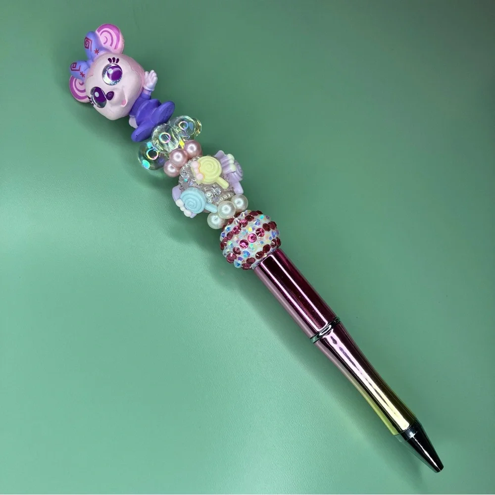 Handmade Beaded Pen Disney Doorables Mad Tea Party Minnie Mouse Kawaii Cutecore - Picture 3 of 4